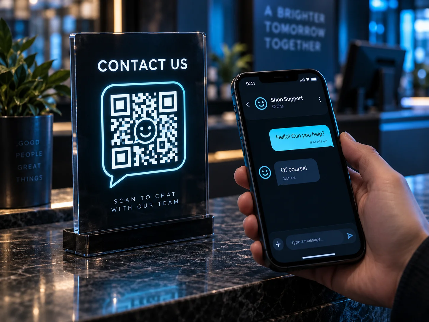 Contact us QR code button example